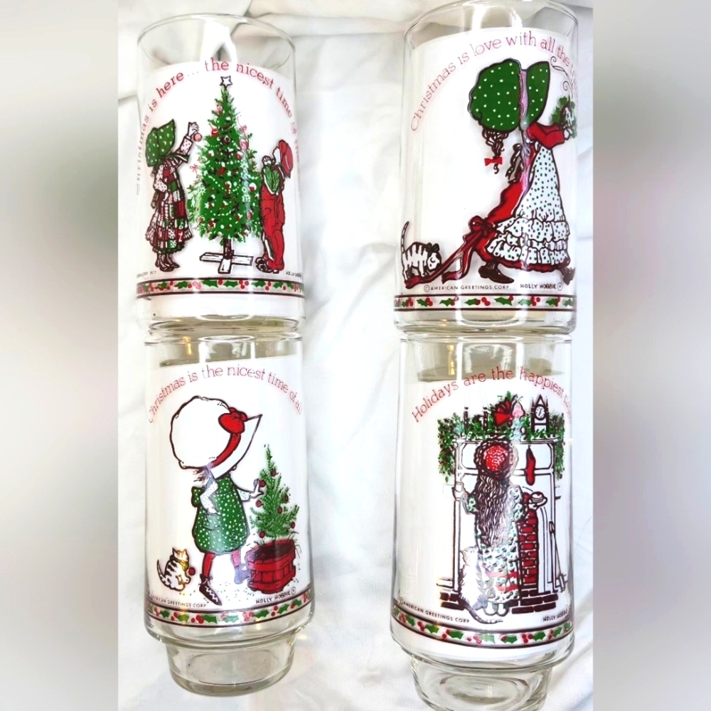 Vintage Holly Hobbie Coca-Cola Limited Edition Christmas Drinking Glasses
